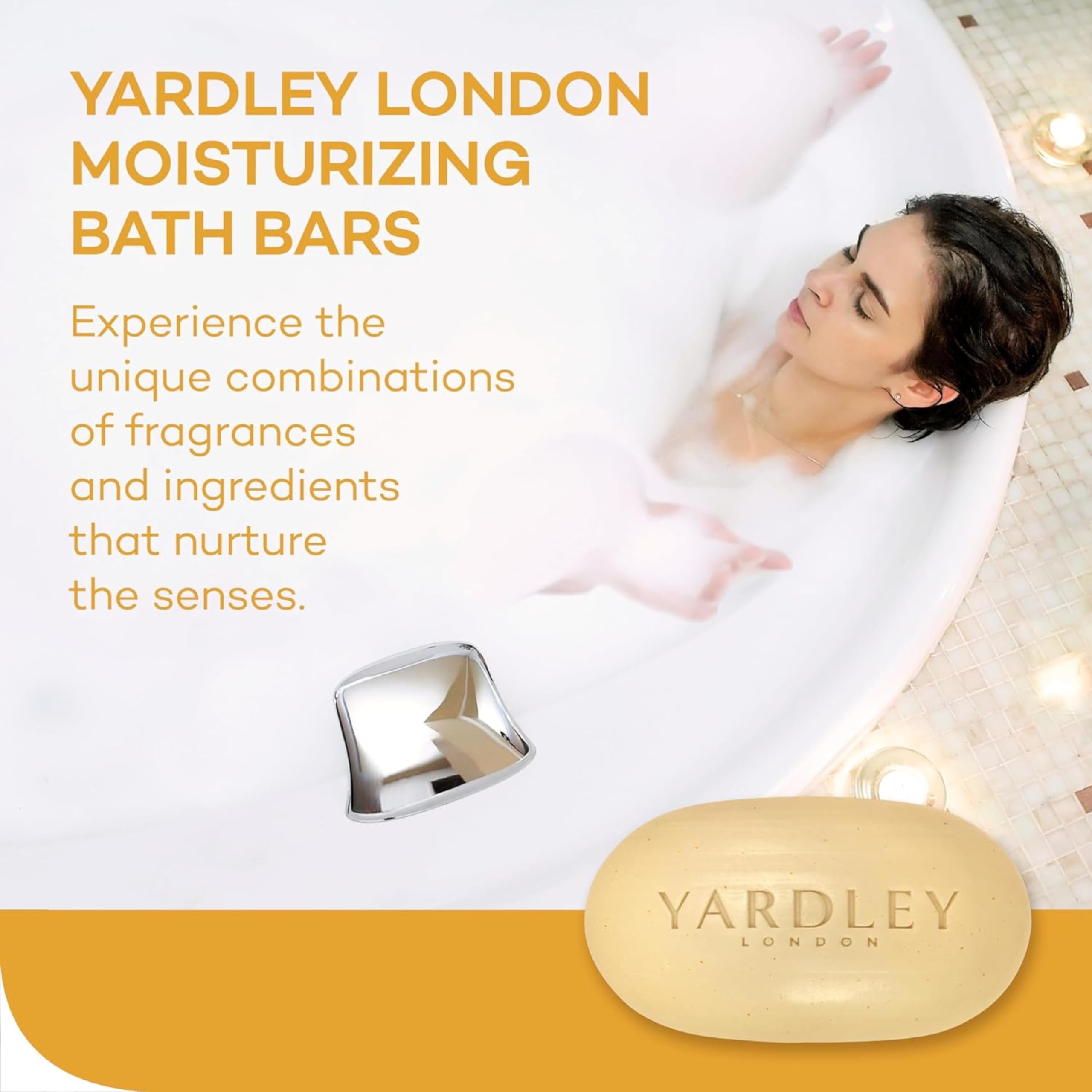 Close-up of real oatmeal grains exfoliating skin with Yardley bar.