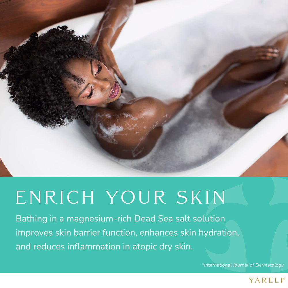 Yareli Dead Sea packaging shows premium 5lb bag for home wellness.