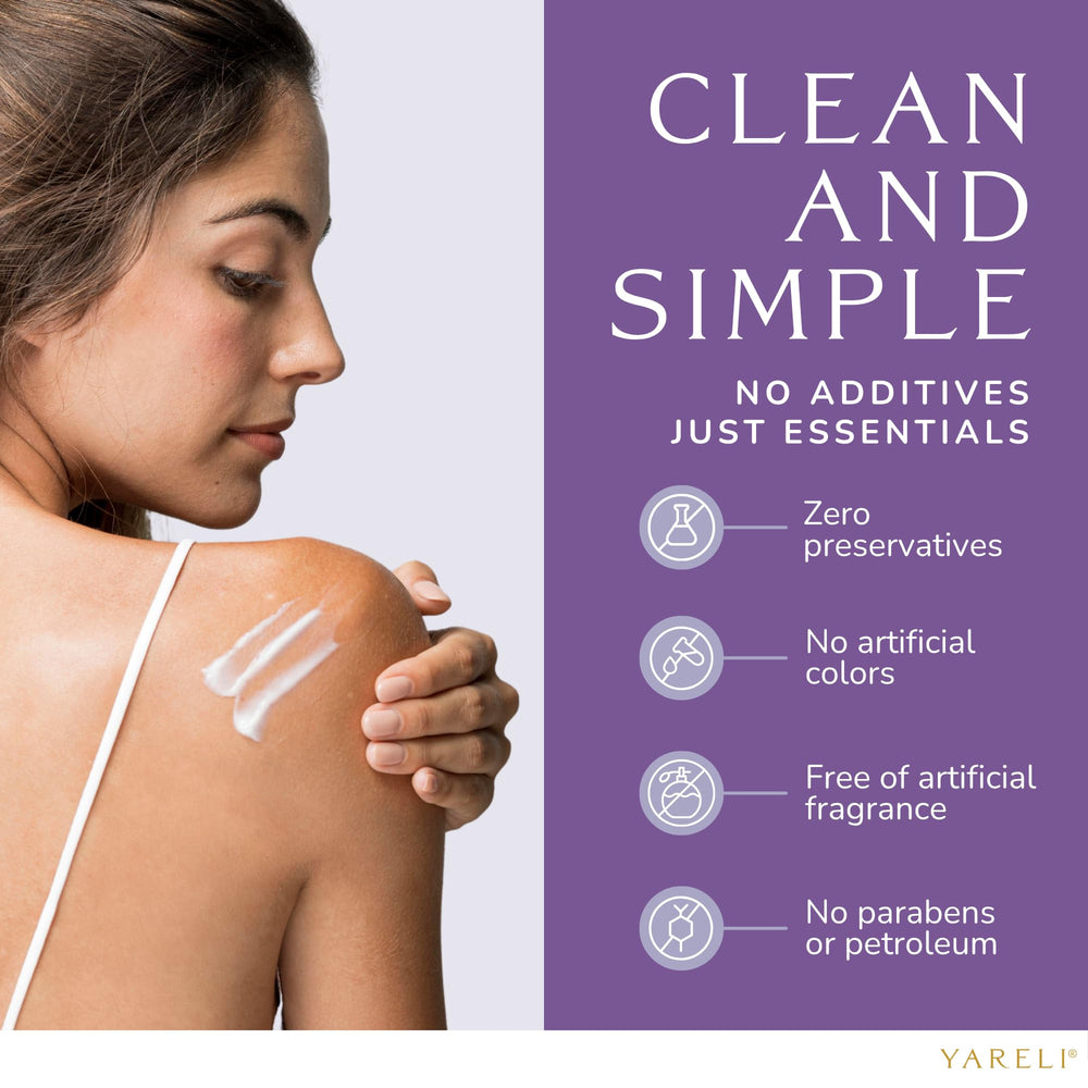 YARELI lavender-themed image suggests calming bedtime routine with this topical cream