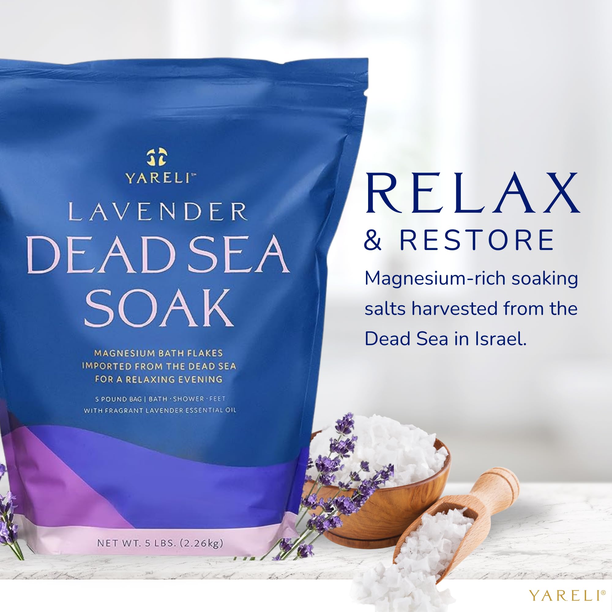 Yareli lavender oil drops for calming spa-like scent during a soak.