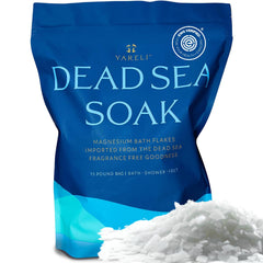 YARELI magnesium flakes dissolve in warm bath for a relaxing Dead Sea soak.