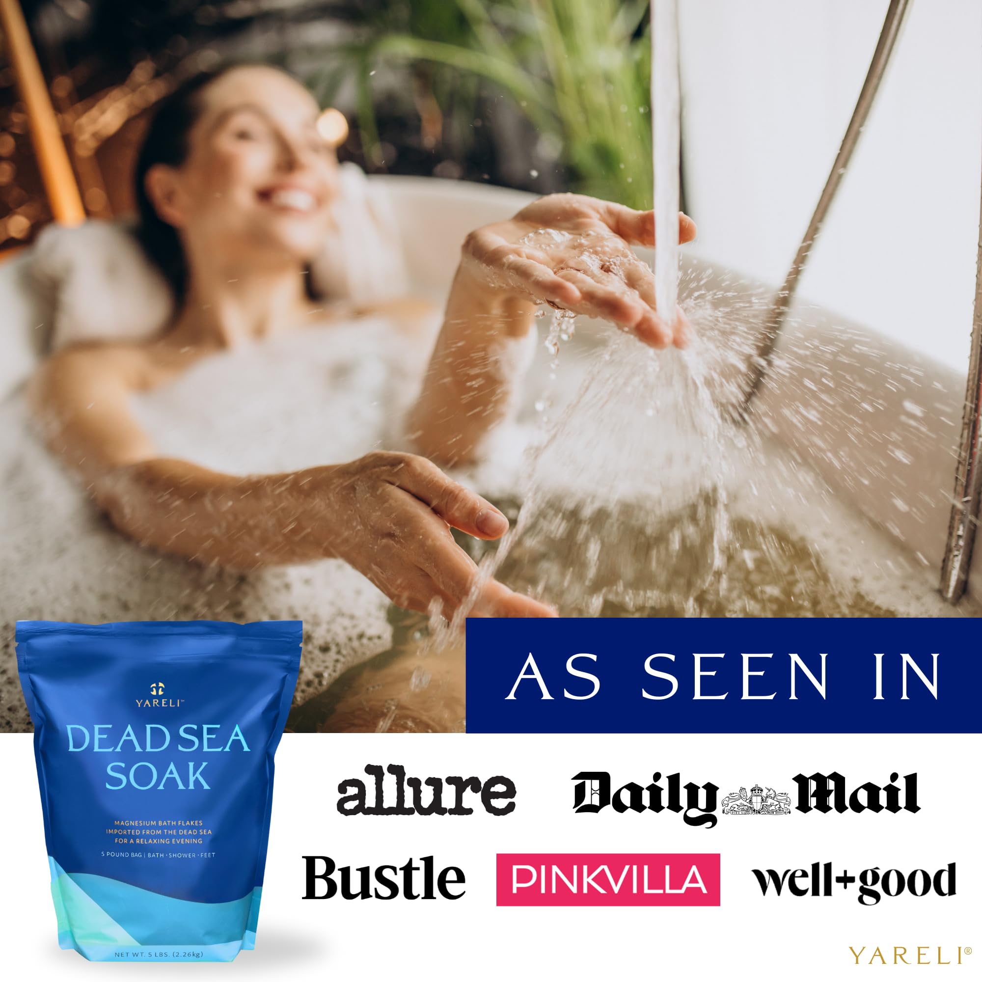 YARELI magnesium flakes unscented powder ready for bath use