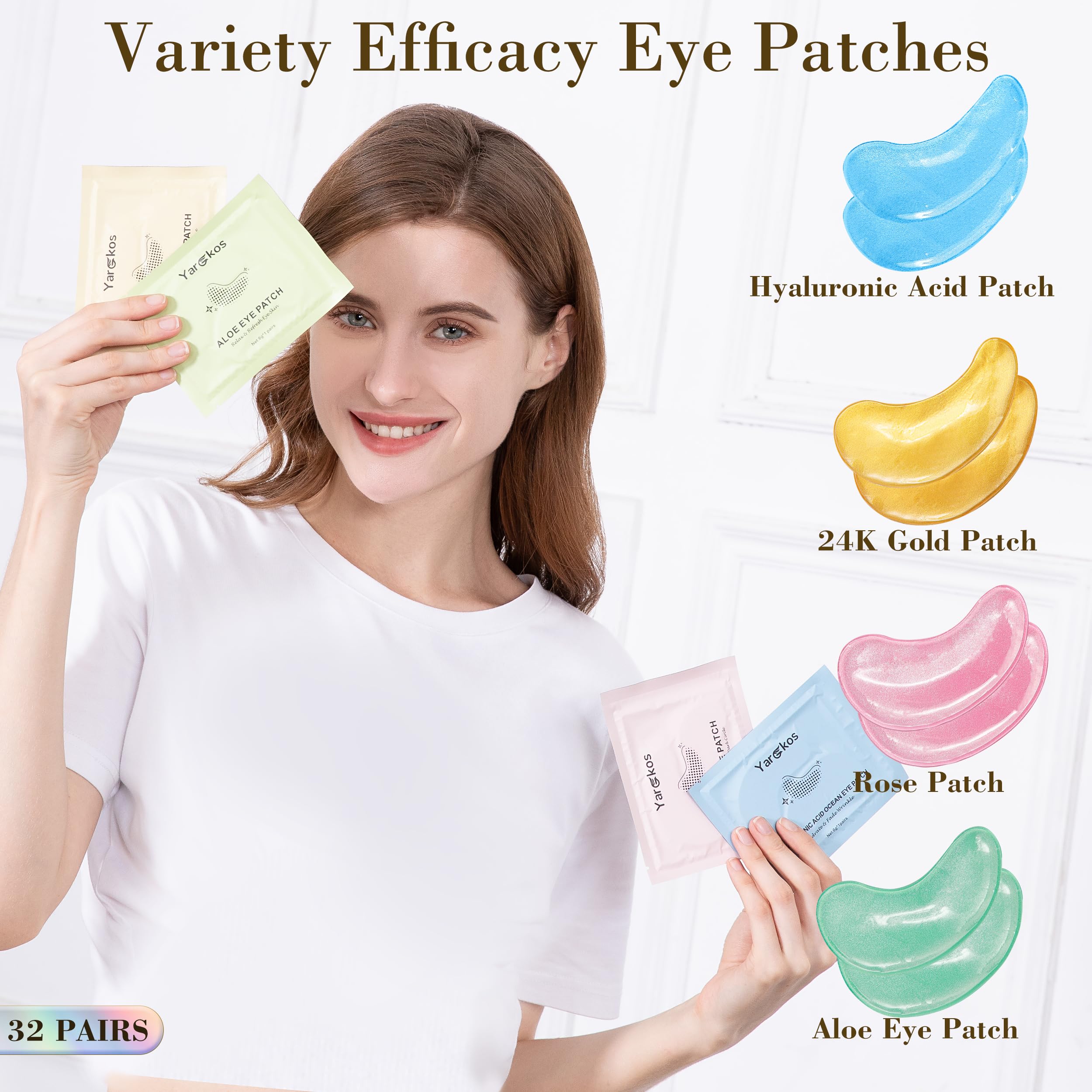 Yargkos blue hyaluronic eye mask pack highlighting moisture and smoothing effects.