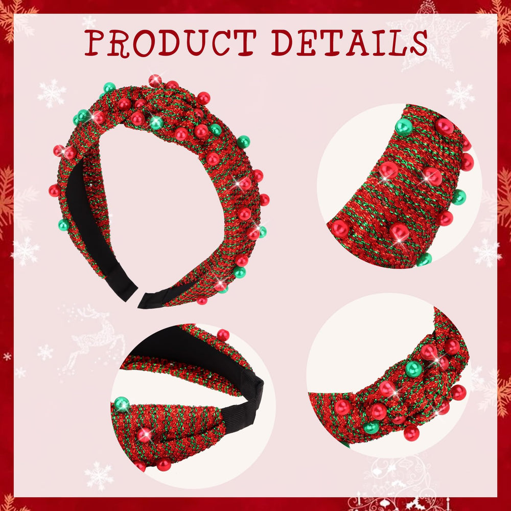 YARIEW headband with red and green beads for seasonal outfits