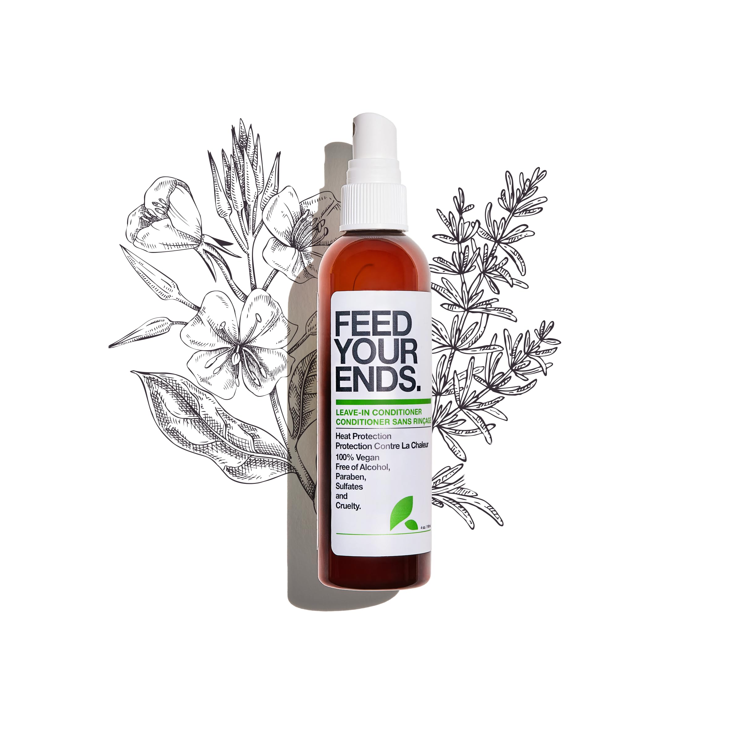 YAROK Leave-In Conditioner bottle shot highlights detangling and heat protection benefits.