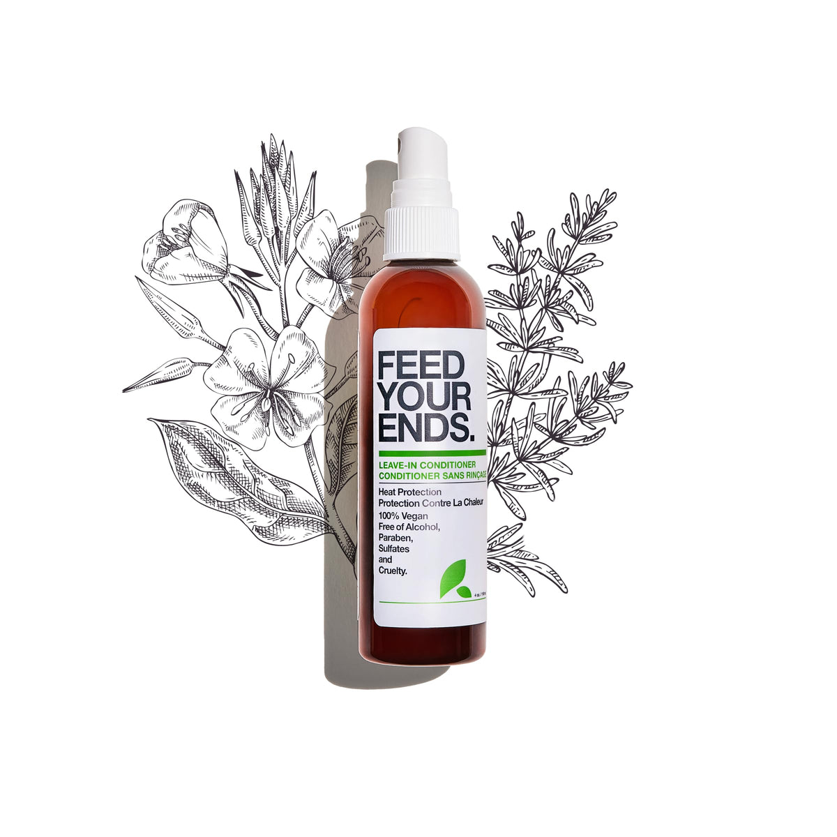 YAROK Leave-In Conditioner bottle shot highlights detangling and heat protection benefits.