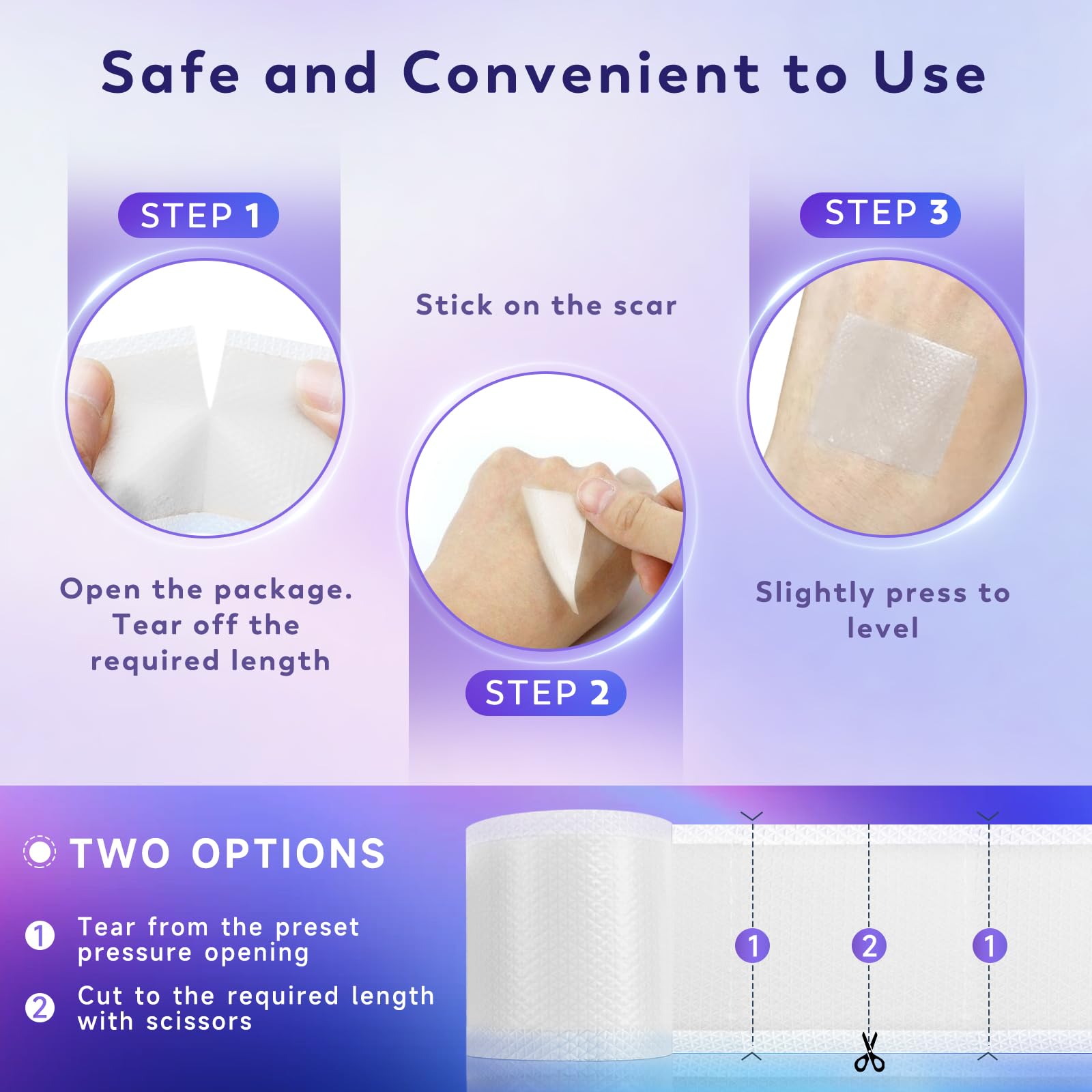 Yarster silicone scar sheets closeup-material highlights medical-grade silicone for hydration and occlusion.