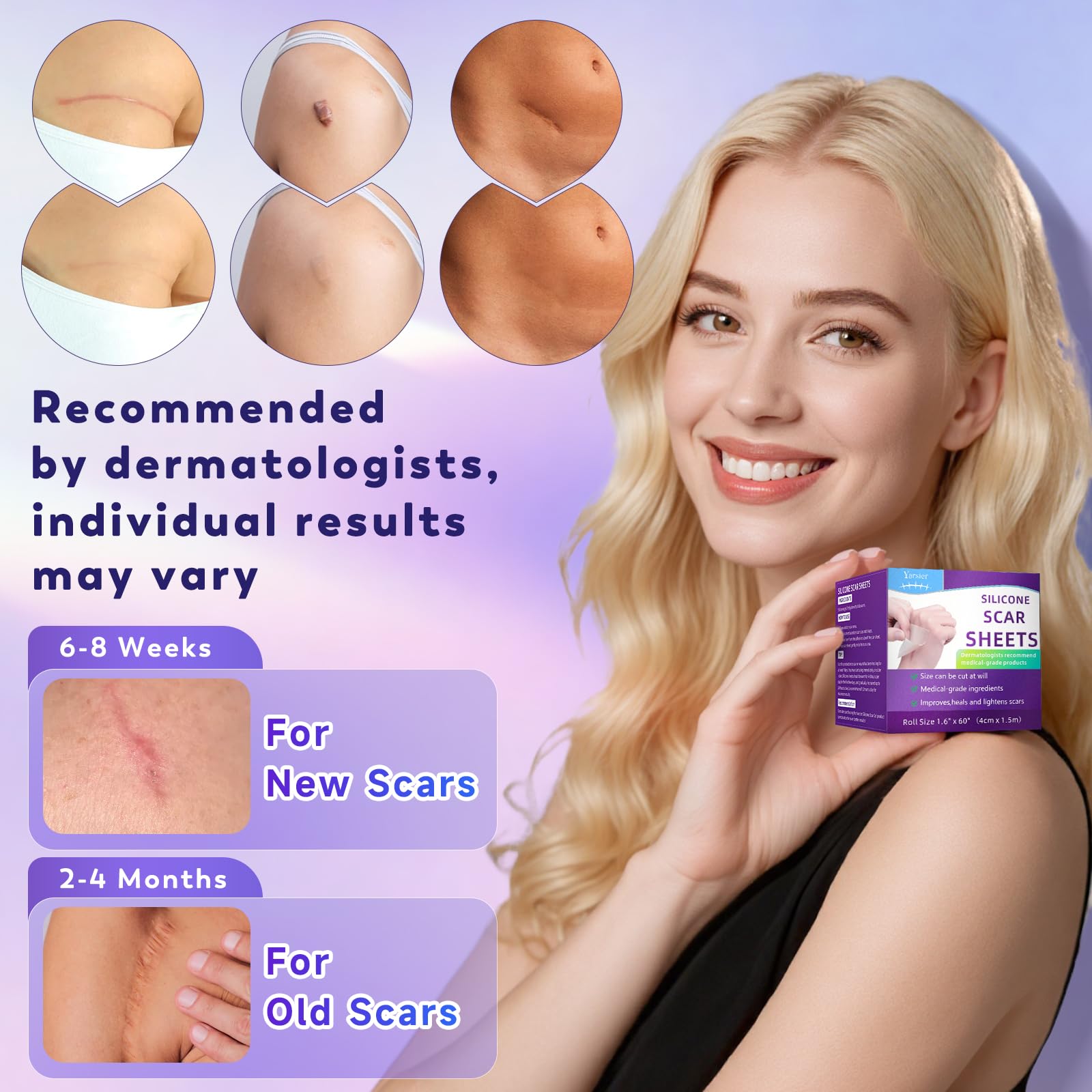 Yarster silicone scar sheets waterproof design stays put through showers and activity.