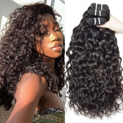 Yavida Water Wave bundles 12inch natural black closeup for seamless blending with natural hair