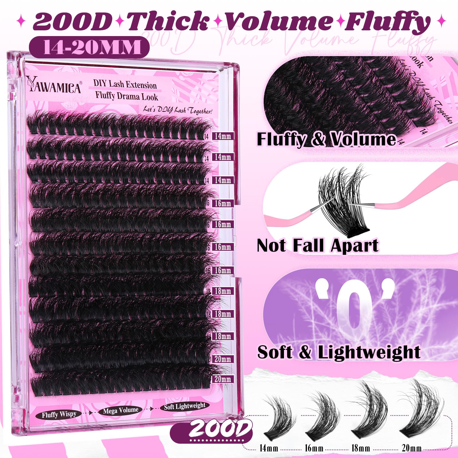 Yawamica 200D mink fiber clusters deliver fluffy volume and softer wear.