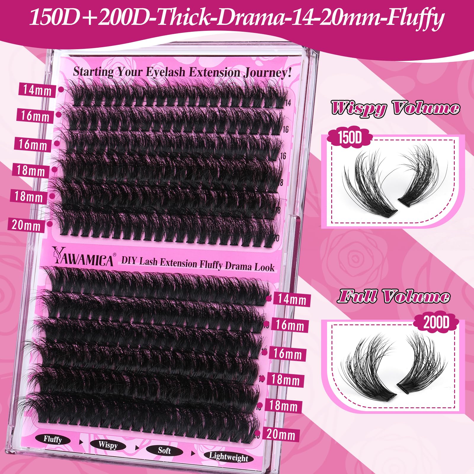 Yawamica 240 lash clusters and tools arranged for use