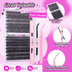 Yawamica 40D/50D mix lashes 9-18mm close-up showing varied lengths for custom styles