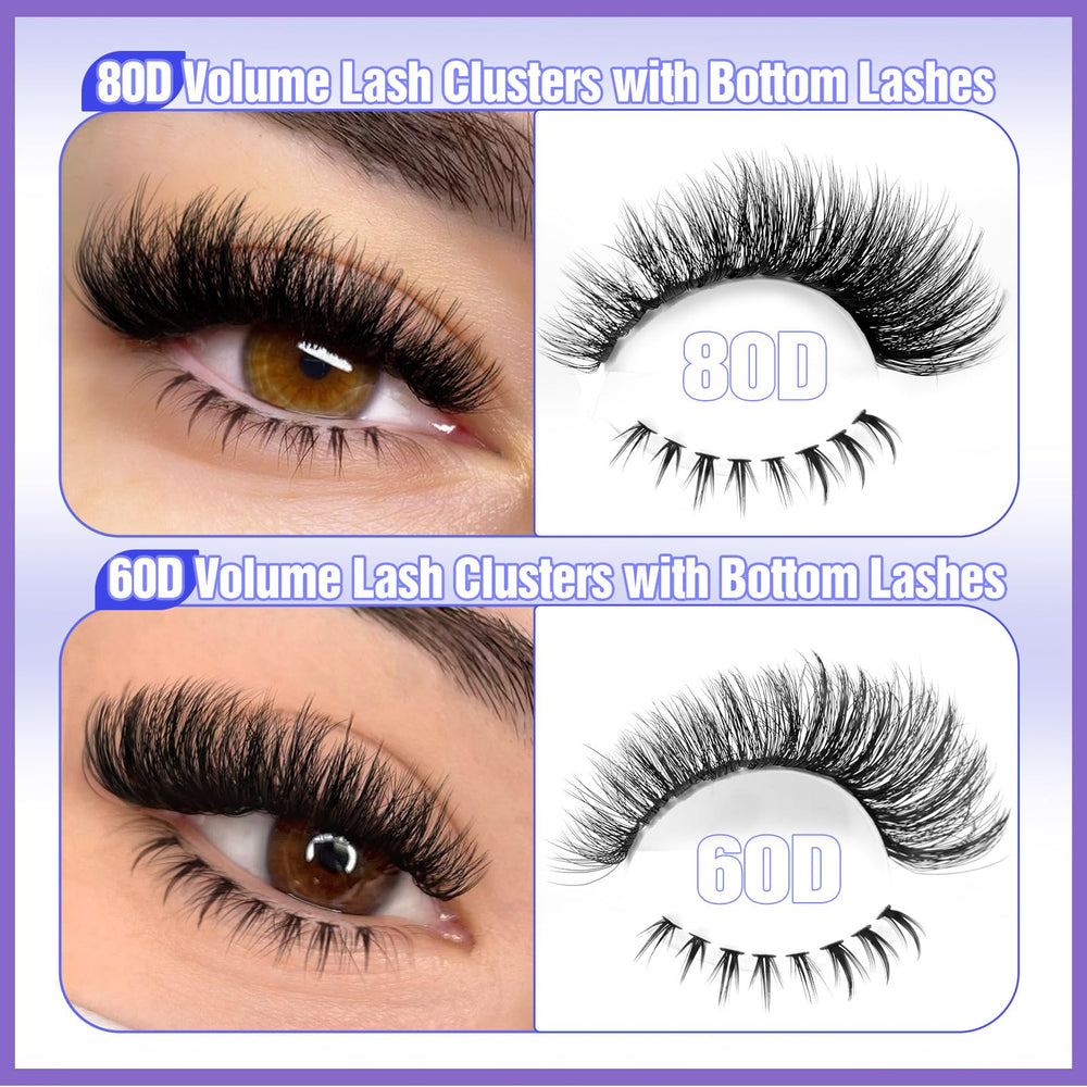 Yawamica bottom lashes application shows lower lash options for balanced, eye-enhancing looks.
