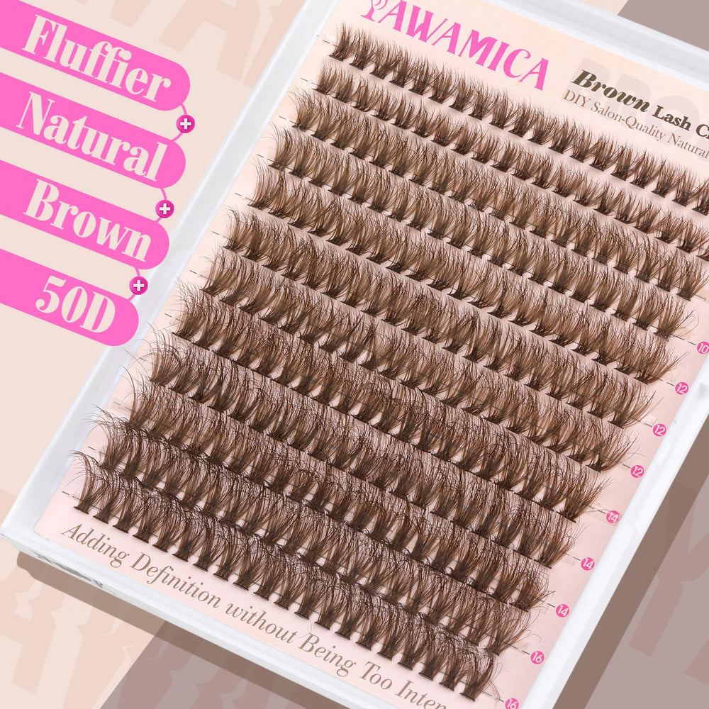 Yawamica Brown Lash Clusters Kit long-wear performance handles humidity and sweat.