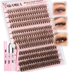 Yawamica Brown Lash Clusters Kit packaging for an at-home lash routine