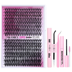 Yawamica DIY eyelash extension kit 320pcs clusters for at-home salon results