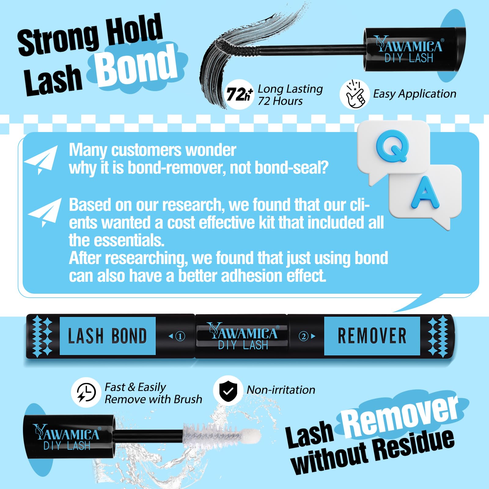 Lash Bond Yawamica para fijación duradera de clústeres.