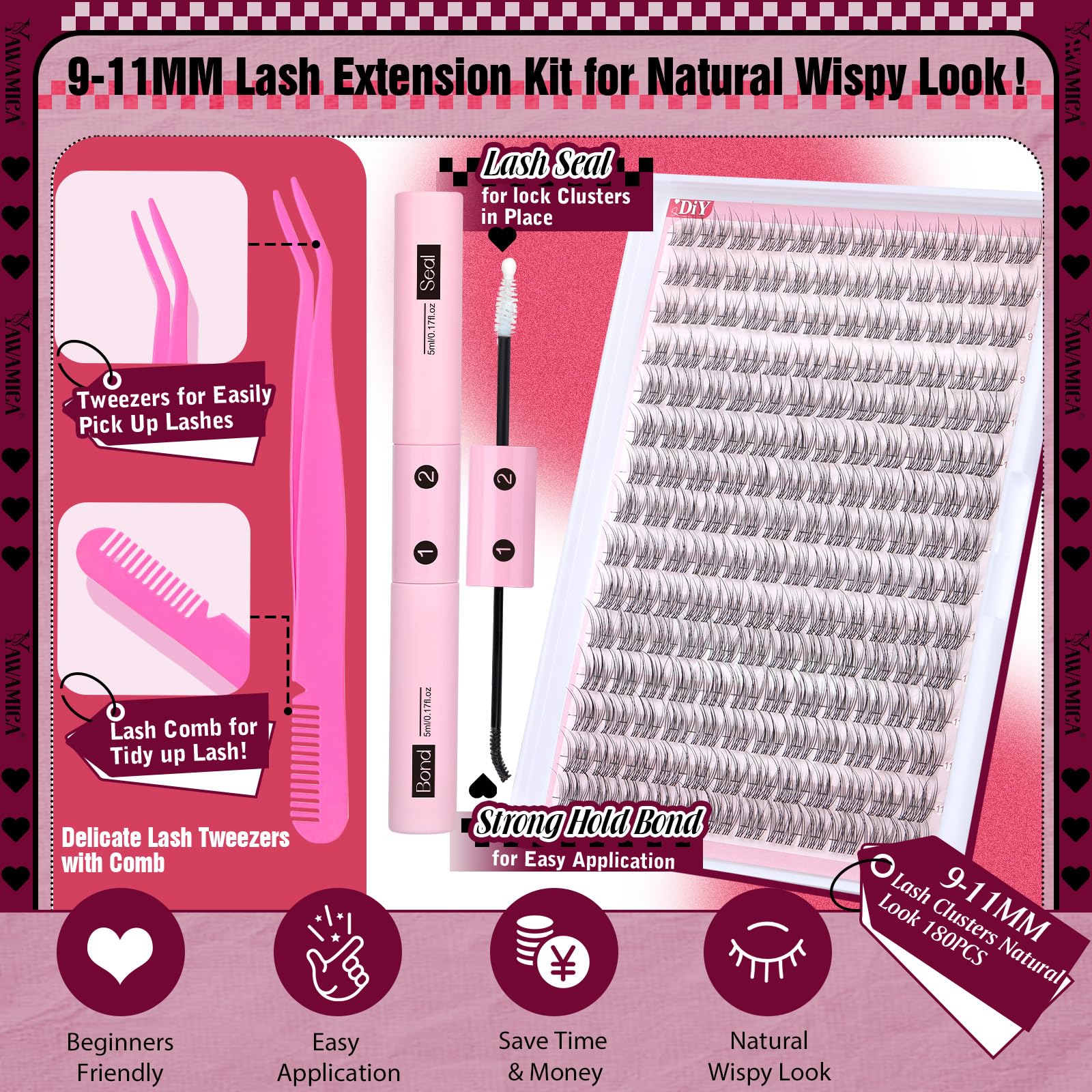 Yawamica lash-bond-seal application for secure, longer-lasting results during at-home lash DIY.