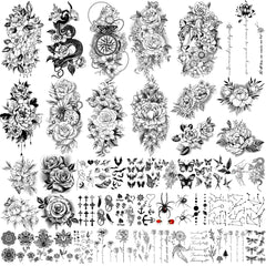 Yazhiji temporary tattoo flowers large collection on arm layout offers long-lasting, eye-catching body art.
