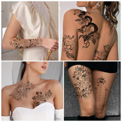 Yazhiji flowers on neck and chest demonstrates bold, painless body art options.