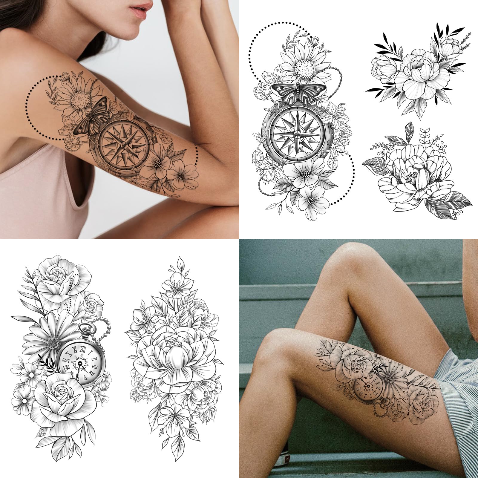 Yazhiji waterproof finish closeup highlights durable, sweat-resistant floral tattoo for daily wear.
