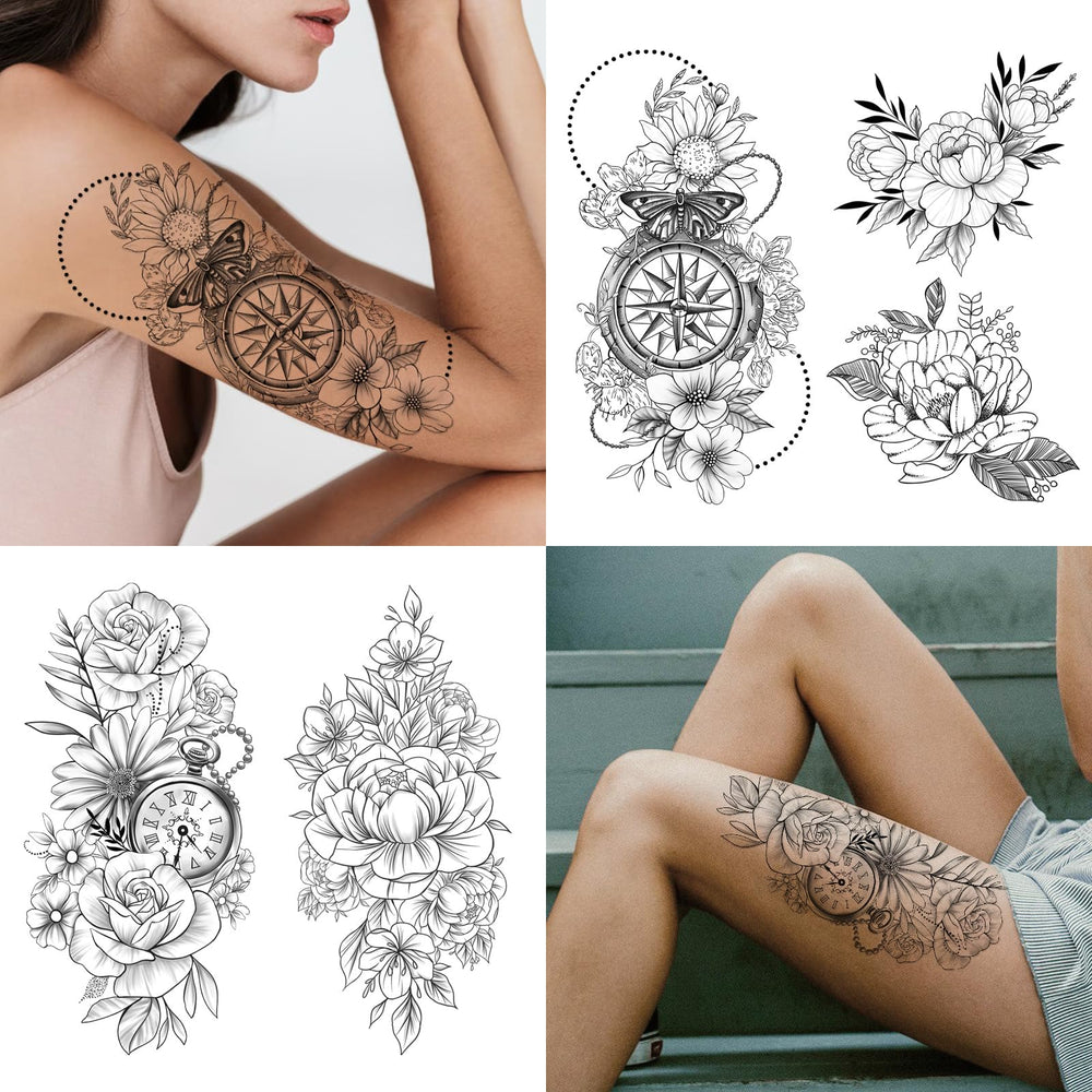 Yazhiji waterproof finish closeup highlights durable, sweat-resistant floral tattoo for daily wear.