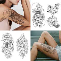 Yazhiji waterproof finish closeup highlights durable, sweat-resistant floral tattoo for daily wear.