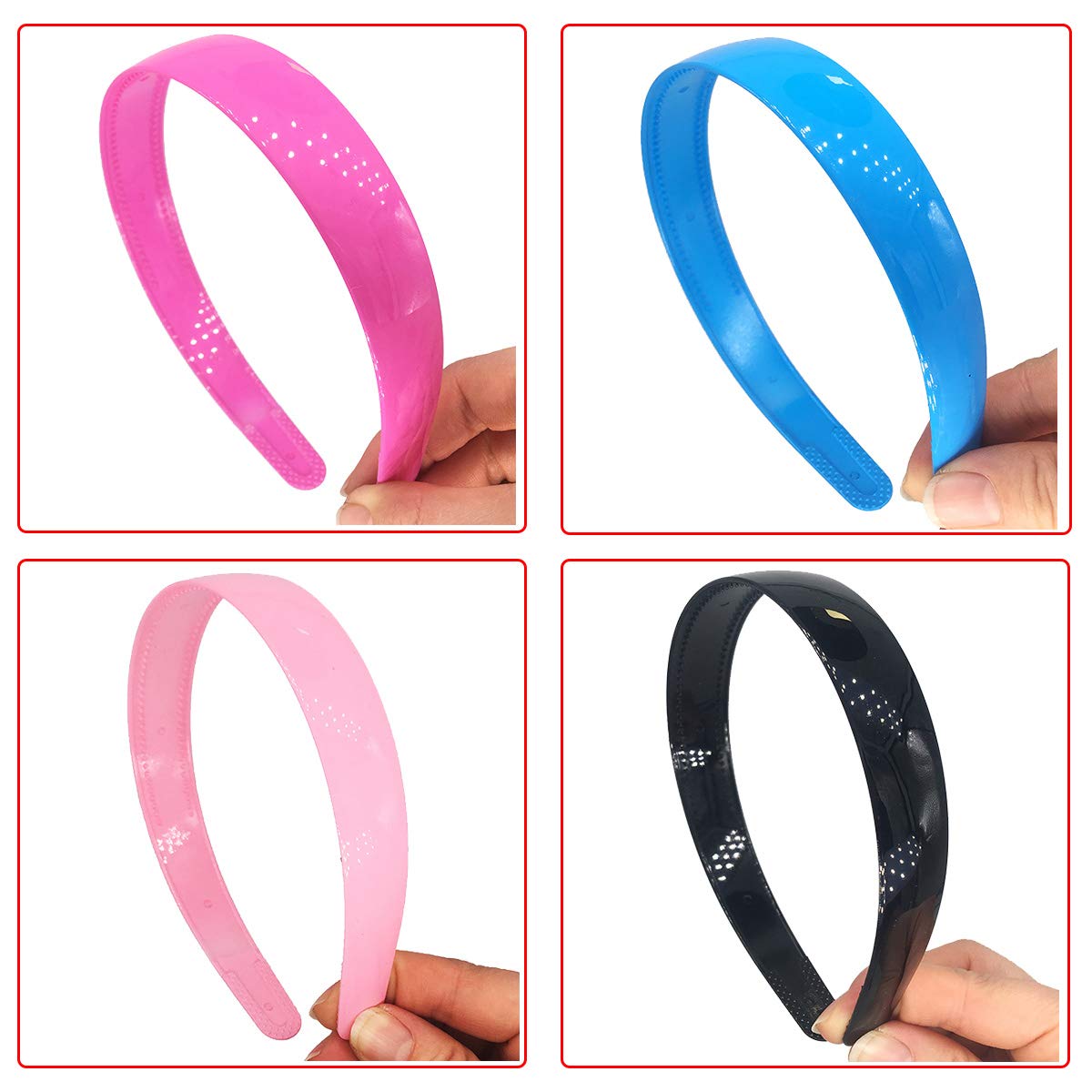 Yazon headbands glossy plastic closeup emphasizes durable daily wear.