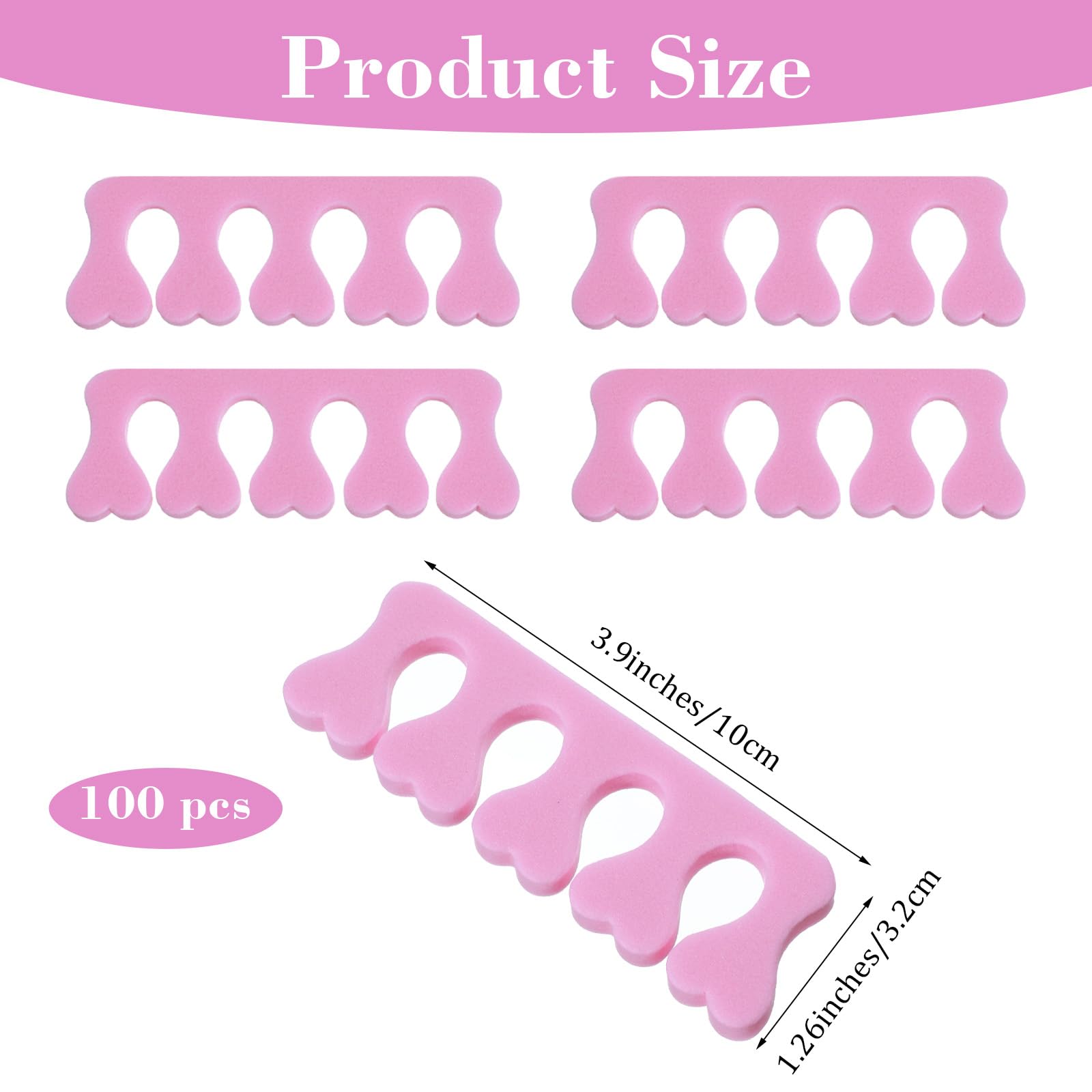 YBEATY ergonomic toe separators support comfortable, precise polish during pedicure sessions.