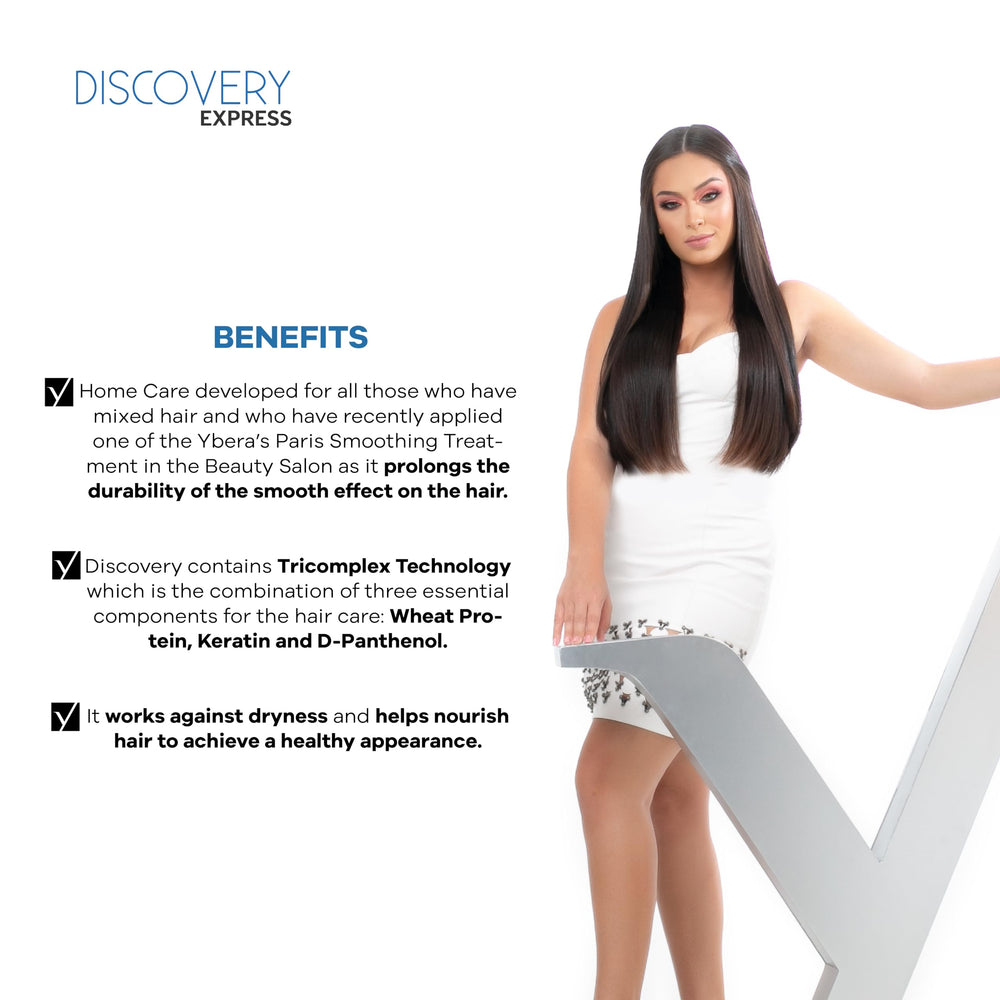 YBERA PARIS Discovery Home Care Express after-wash smooth hair close-up.