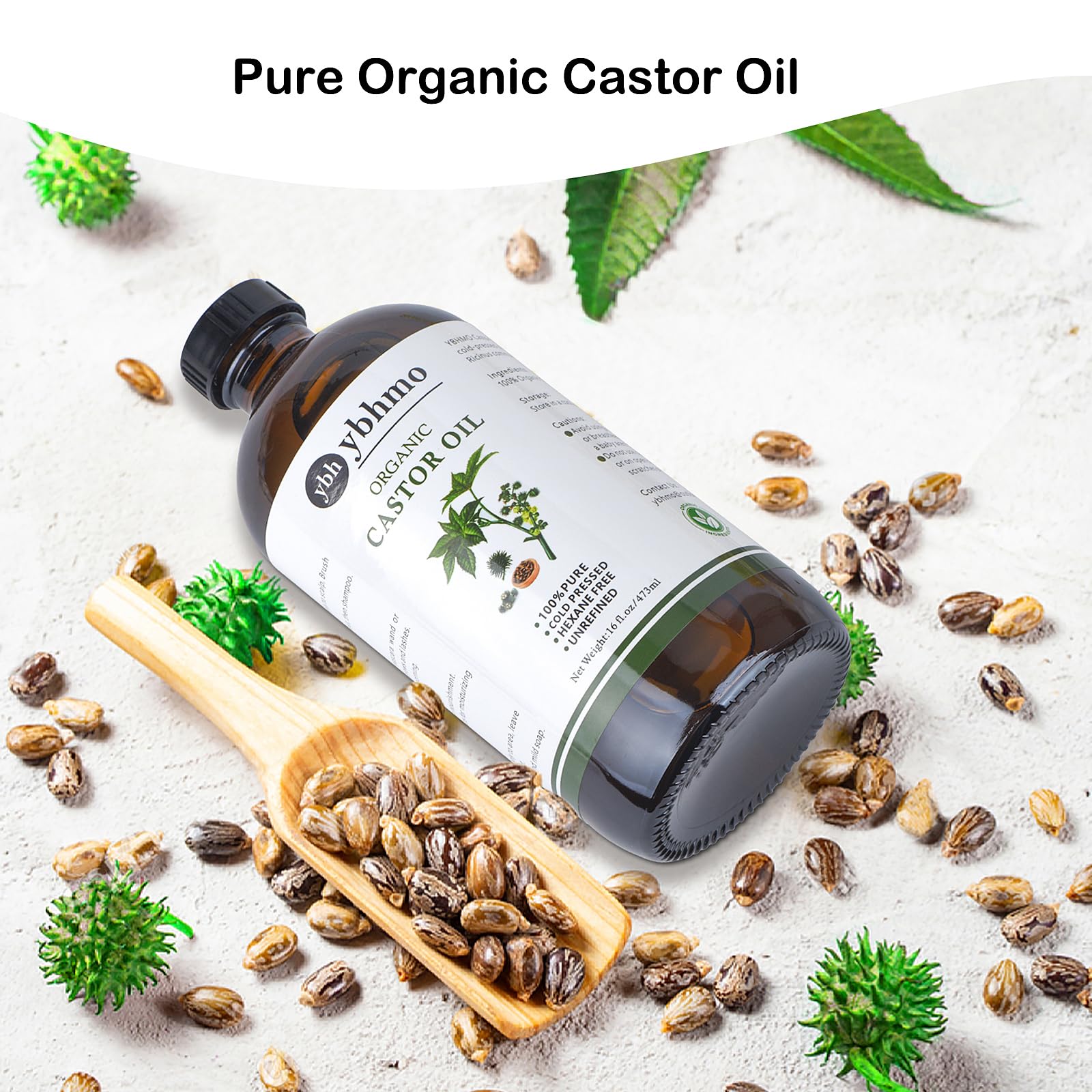 YBHMO skin moisturizing castor oil image conveys soft, hydrated skin results.