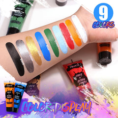 YBUETE face paint application close-up highlights creamy texture for smooth blending.