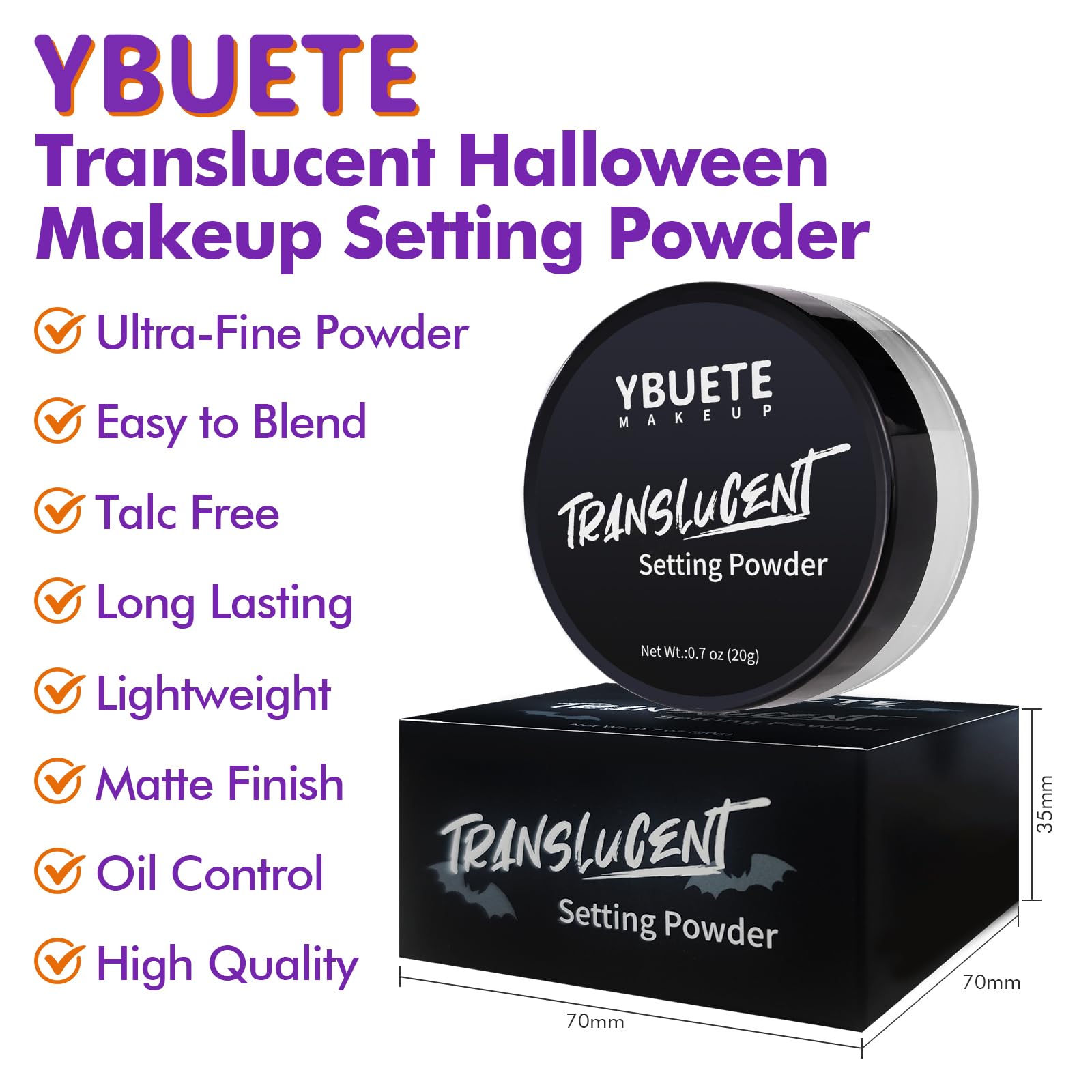 YBUETE powder on eyelids or lips for matte finish and set makeup.