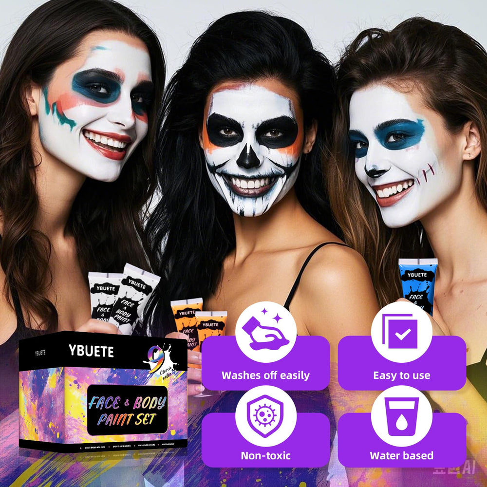 YBUETE metallic pigments show gold and silver accents for festive or stage looks.