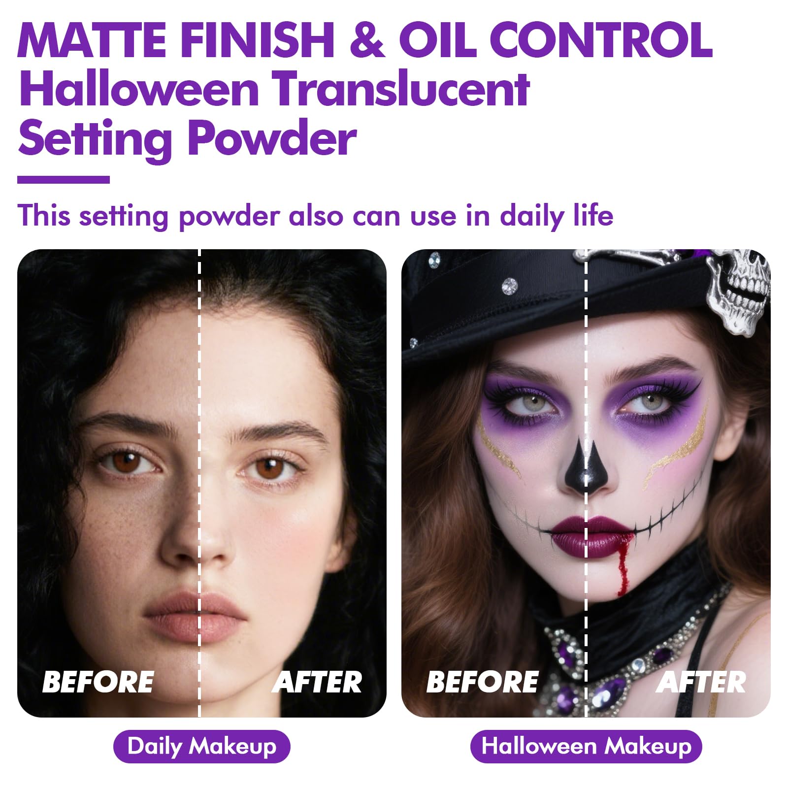YBUETE powder on face for oil control and matte finish all day.