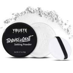YBUETE translucent loose powder packaging with sifter for shine control.