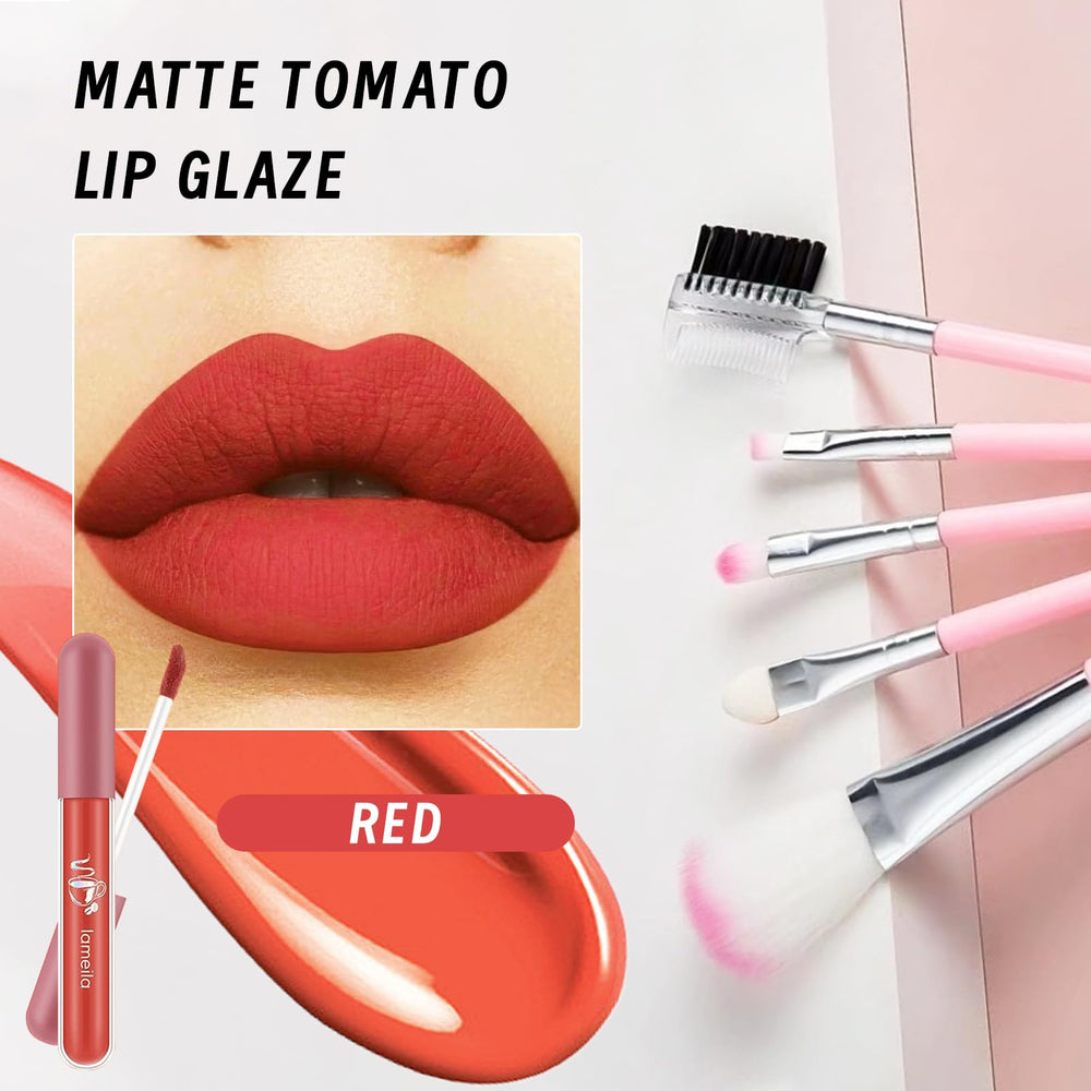YBUETE waterproof mascara lip gloss image indicates long-wear lashes and glossy lips.