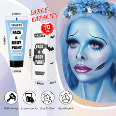 YBUETE light blue paint swatch on skin shows vibrant color and smooth blend