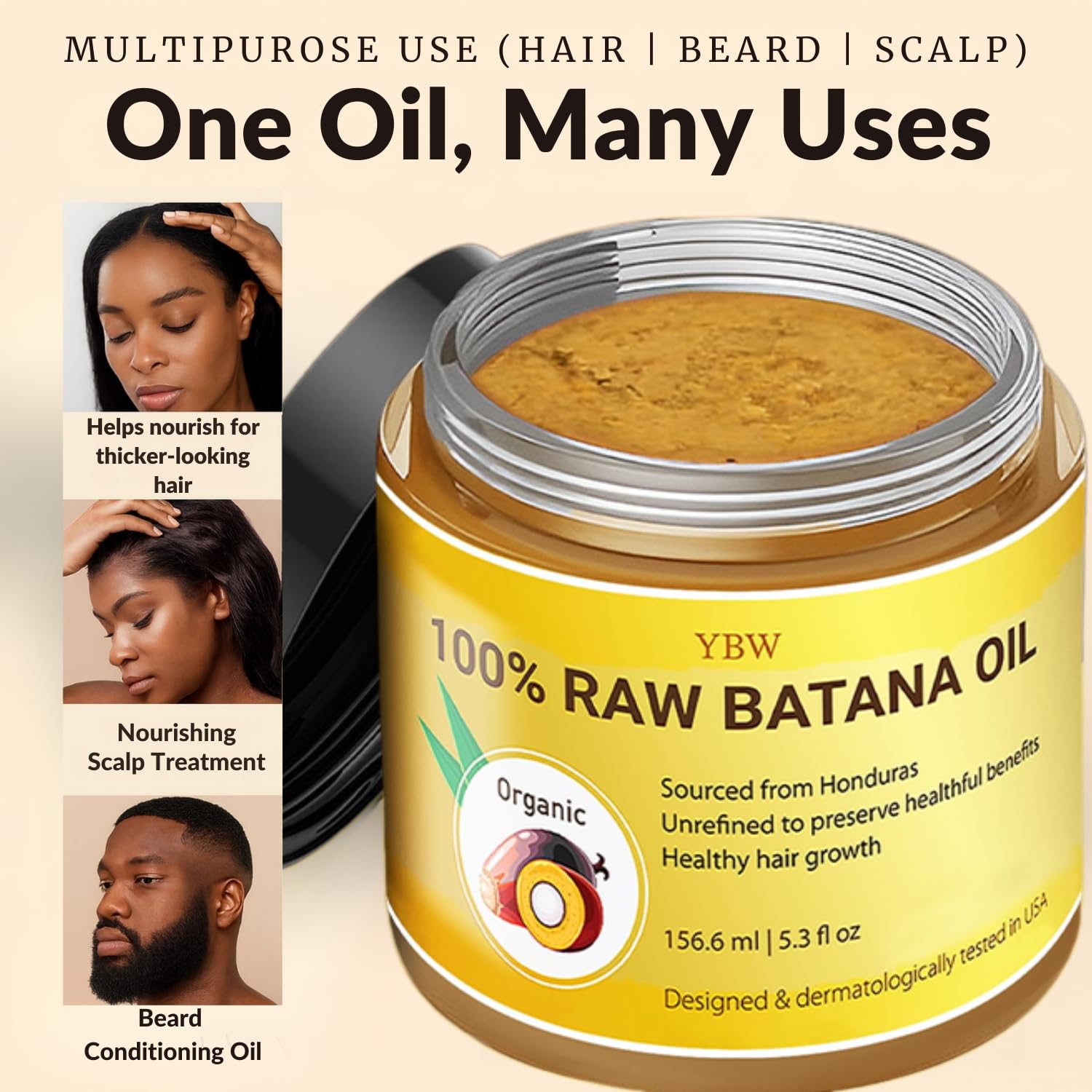 YBW Batana Oil beard-care application suggests multipurpose use for facial hair