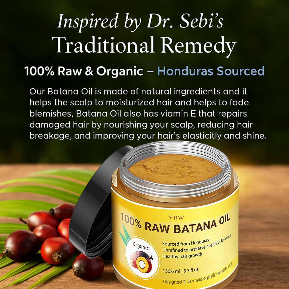 YBW Batana Oil paste texture closeup emphasizes deep moisture and scalp nourishment