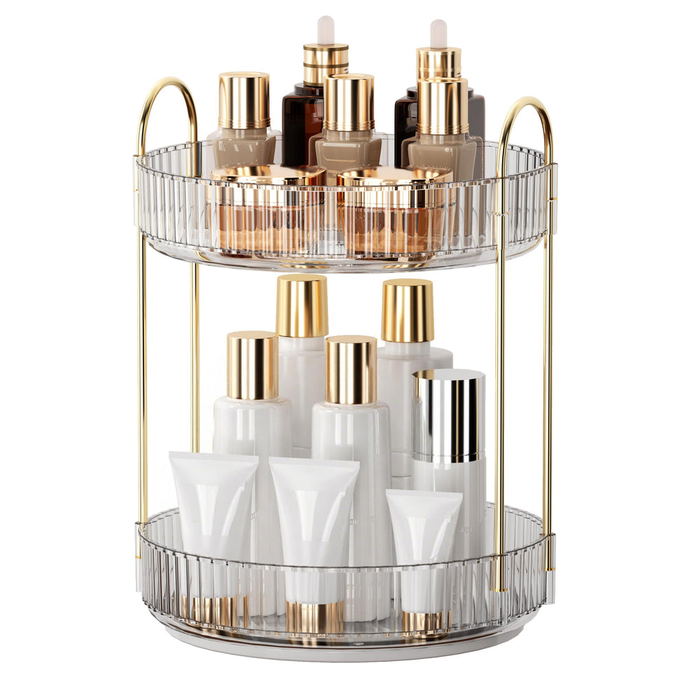 YCIA&DONE 360 rotating makeup organizer top view for easy access to cosmetics