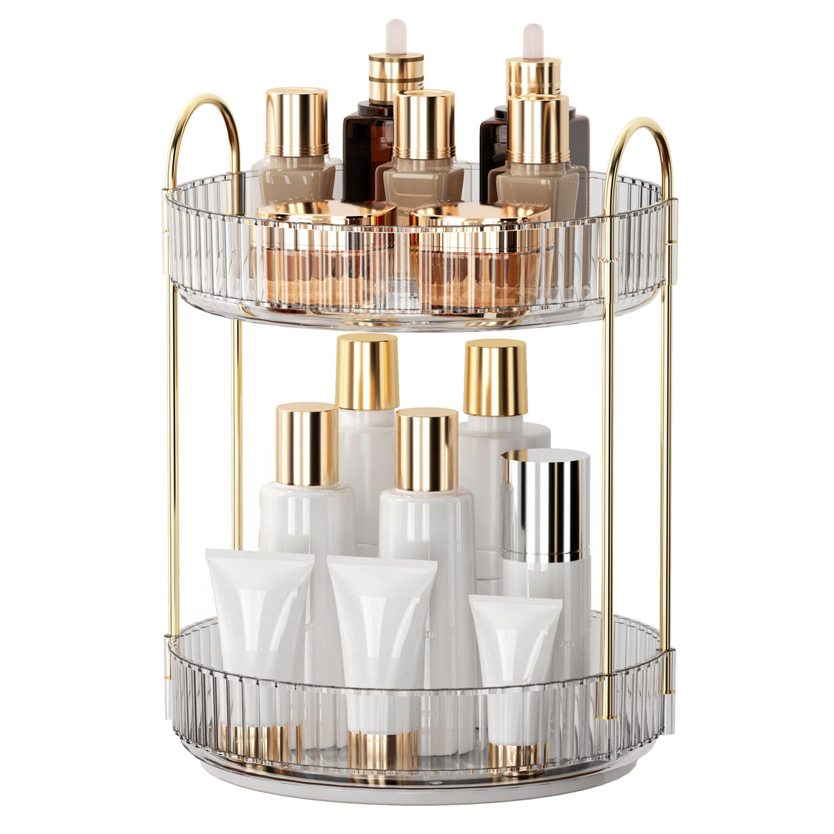 YCIA&DONE 360 rotating makeup organizer top view for easy access to cosmetics