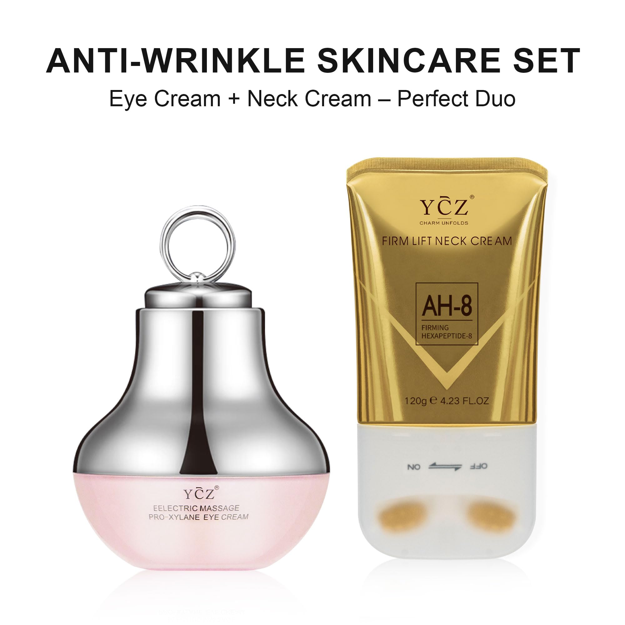 Ycz eye-neck hydration shot emphasizing deep moisture for refreshed skin.