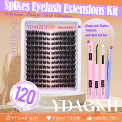 YDAGKH Fox-eye cluster lashes outer lift demonstrates an elongated feline shape look.
