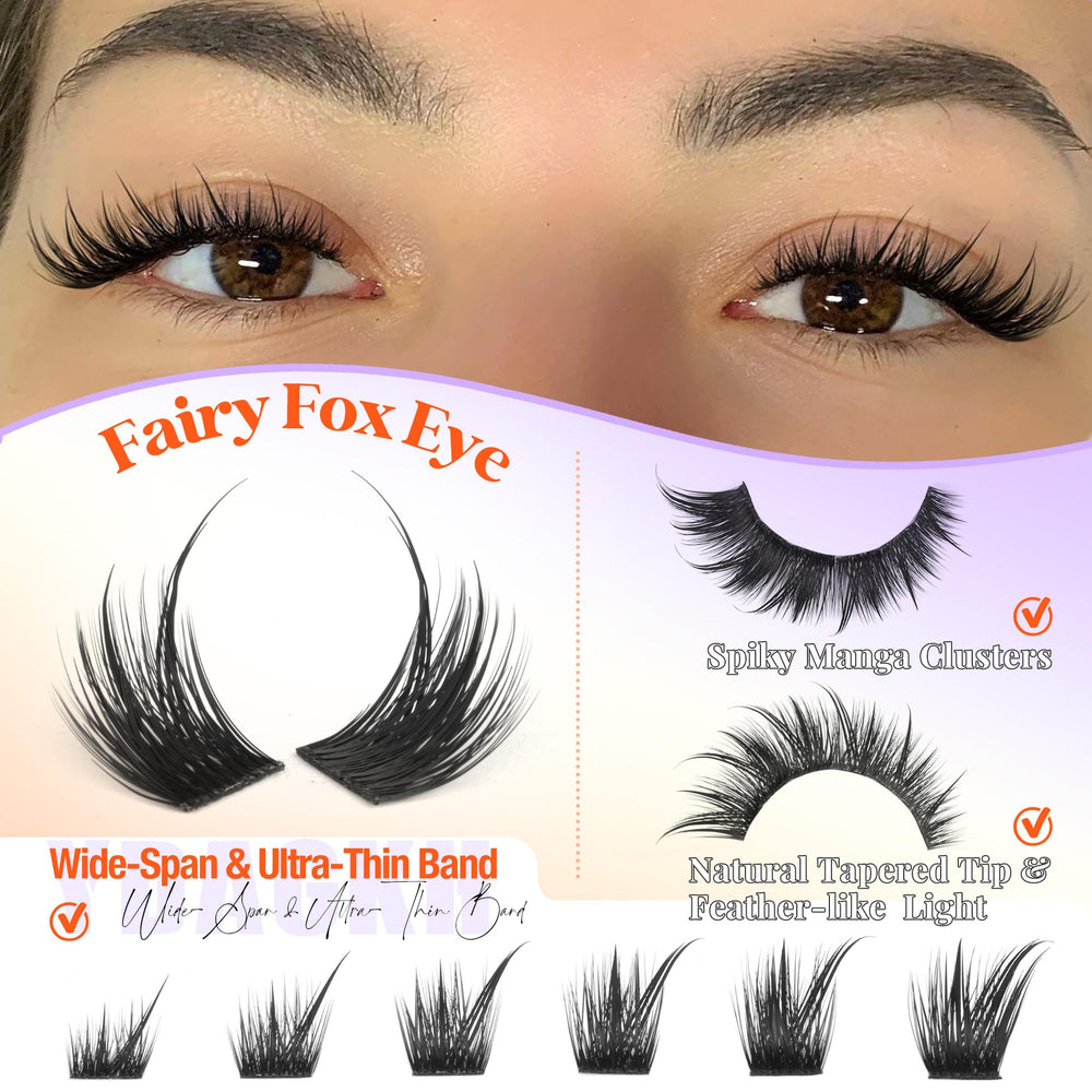 YDAGKH Spiky manga lash extension shows bold texture and wispy ends for drama.