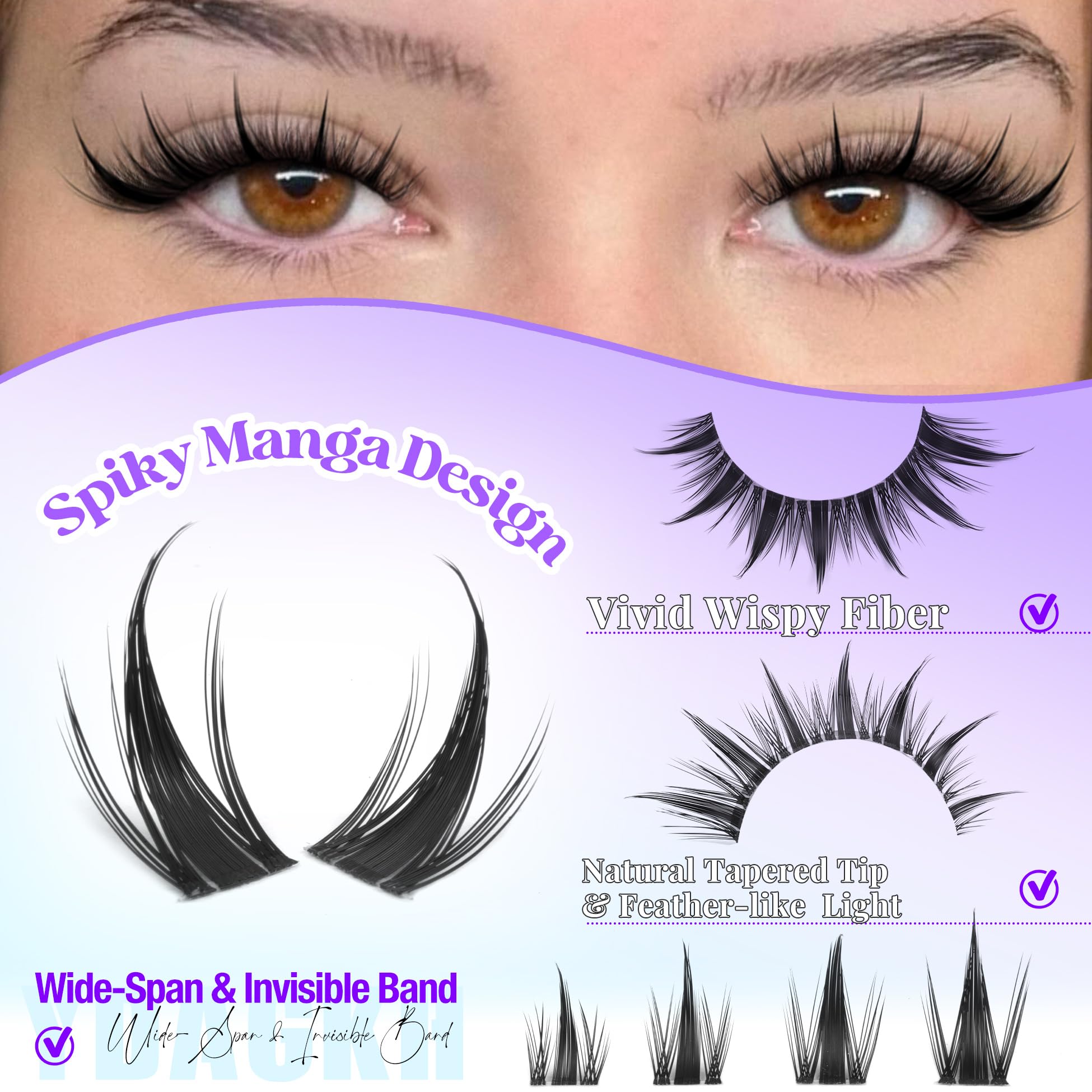 YDAGKH wispy anime lash extension kit with bond and seal and precision tweezers.