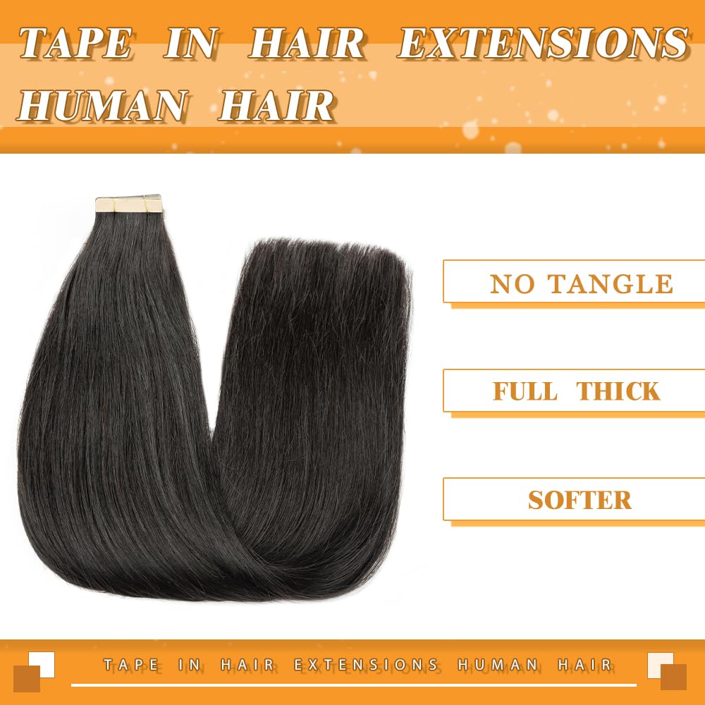 YDDM tape-in extensions 14 inch invisible tape application closeup