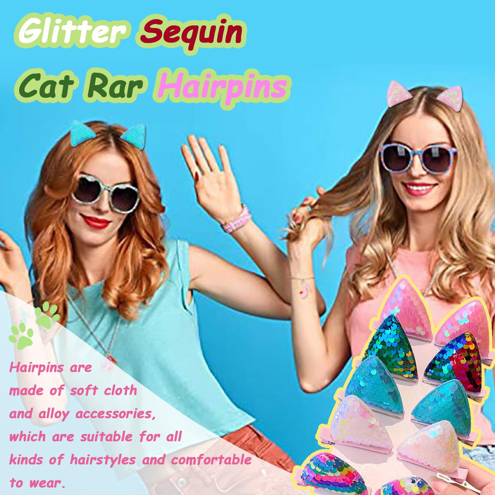 YDDXAQHB glitter cat ear hair clip green vibrant detail for kids