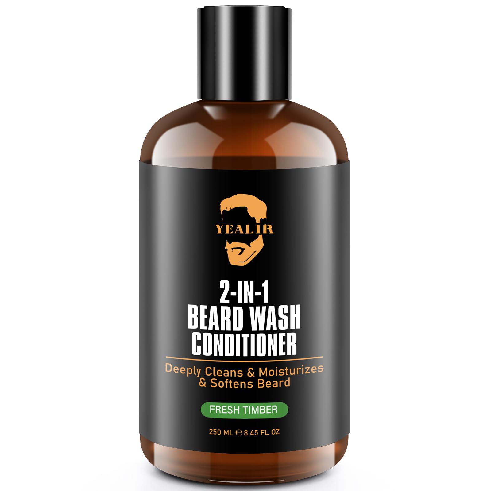 YEALIR 2-in-1 Beard Wash bottle front for easy daily grooming