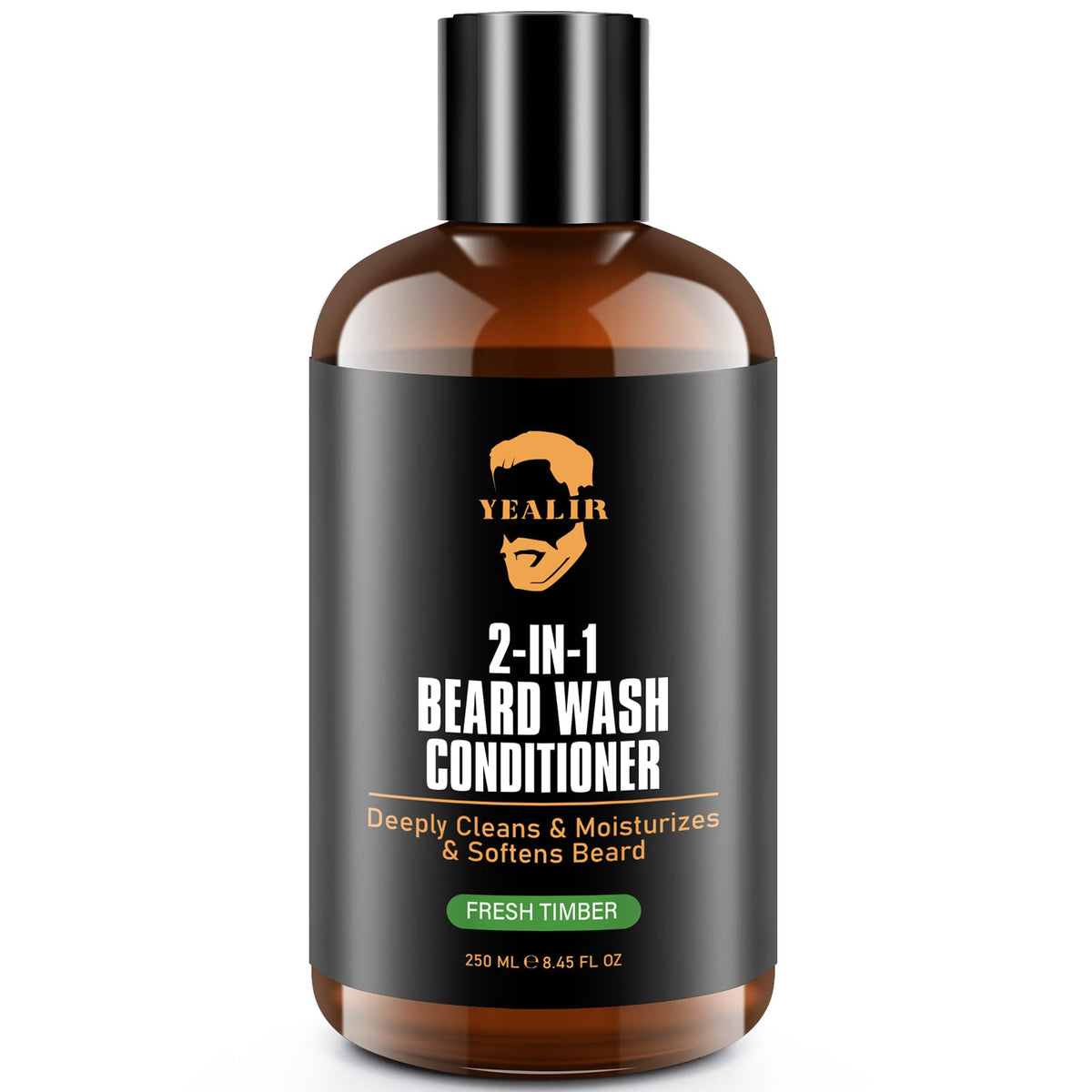 YEALIR 2-in-1 Beard Wash bottle front for easy daily grooming